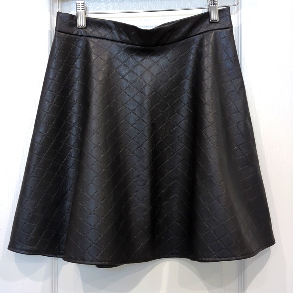 Faux Black Leather Skirt by one clothing